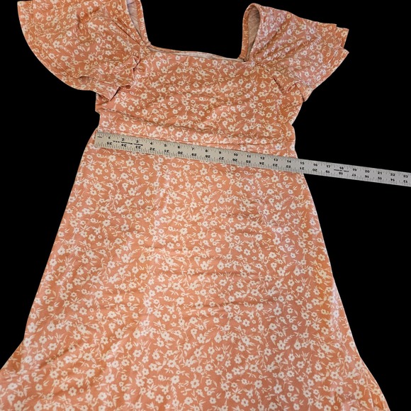 Milkmaid Babydoll‎ Cottagecore Pink Floral Midi Dress Medium - Picture 6 of 7